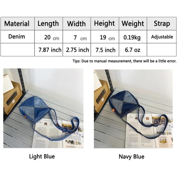 Denim Crossbody Bag Small Unisex Cell Phone Purse Adjustable Strap Compact - Picture 3 of 8